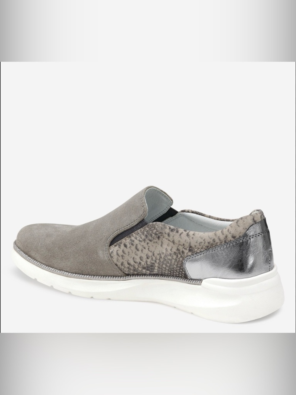Johnston & Murphy Emery Women's Gray Slip-On Sneaker with Snakeskin Size 8